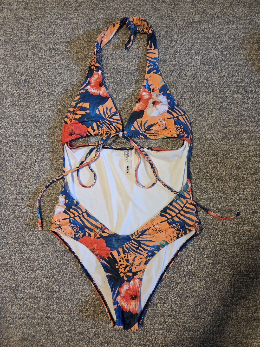 Women's Tropical Floral Halter One-Piece Swimsuit
